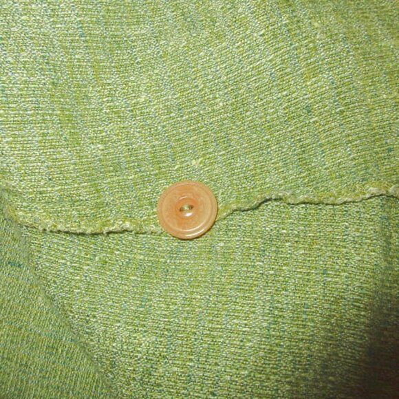 FLAX Cross Weave Linen Top Size L Tunic Tweed Button Up V-Neck Lagenlook Artsy - Picture 10 of 10